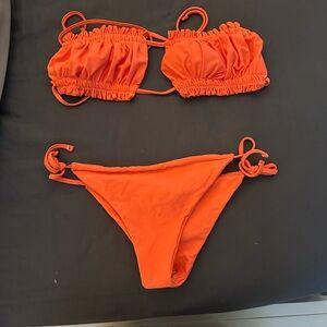 Strapless orange bathing suit size medium